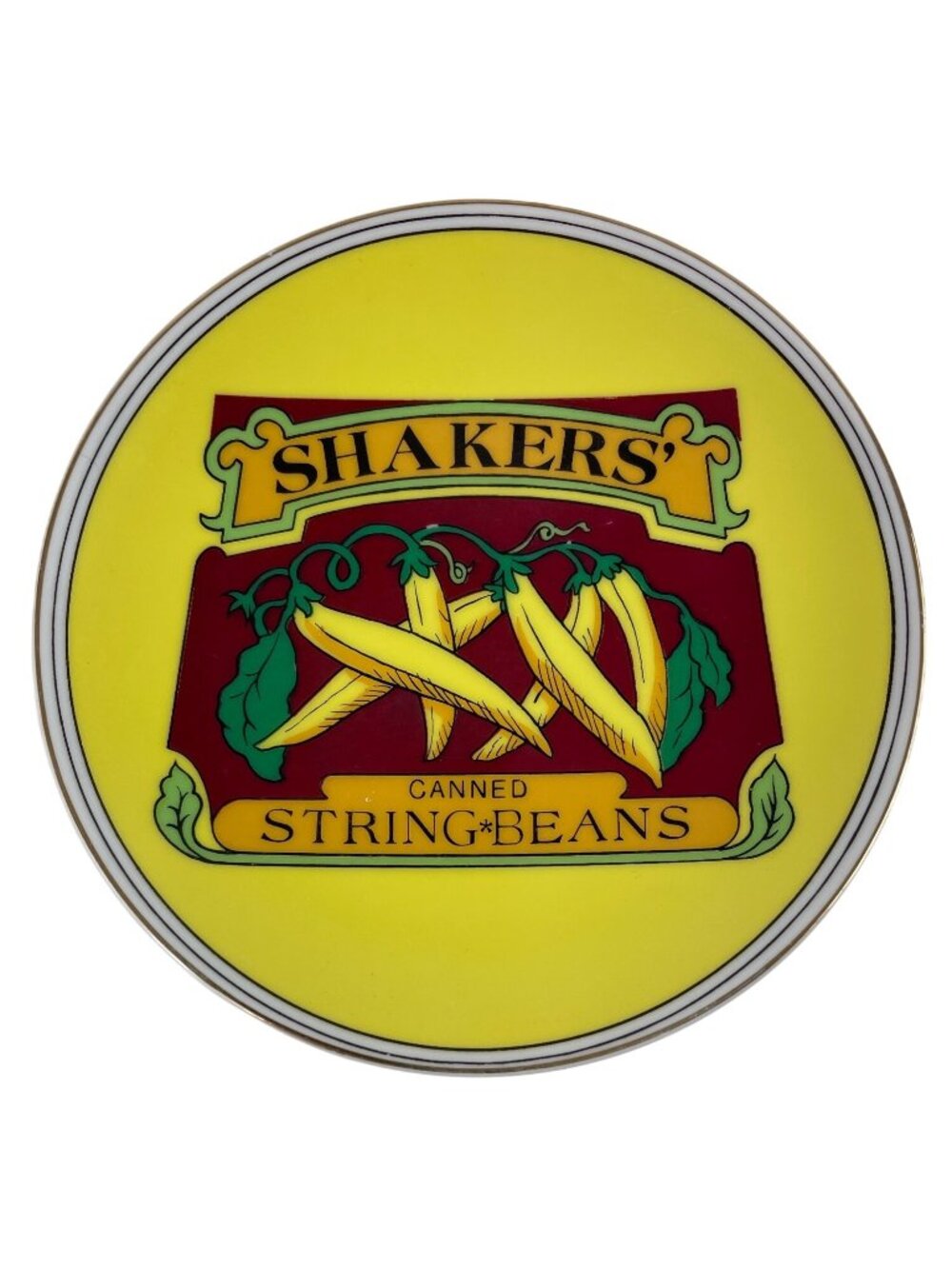 MSR Imports Shakers Canned String Beans Decorative Plate 6" Yellow & Red